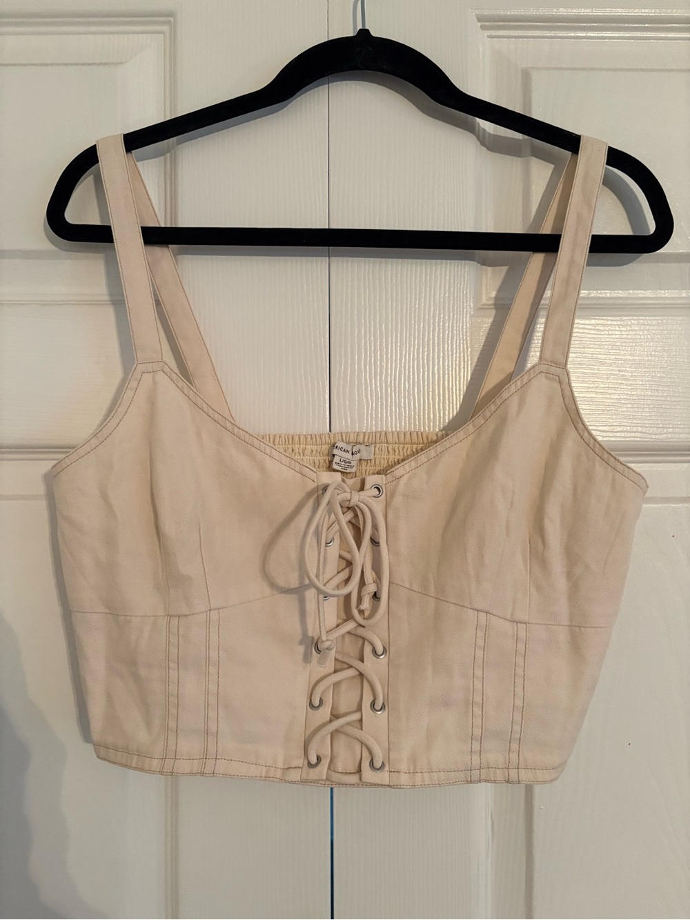 American Eagle Outfitters Cream Smocked Women’s Top